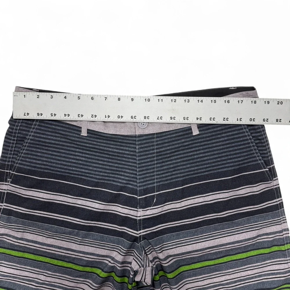 OP OPFLEX Mens 36 Striped Swim Trunks Shorts 4 Way‎ Stretch Charcoal Gray Board